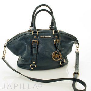 MICHAEL KORS PEBBLED BLUE LEATHER SATCHEL